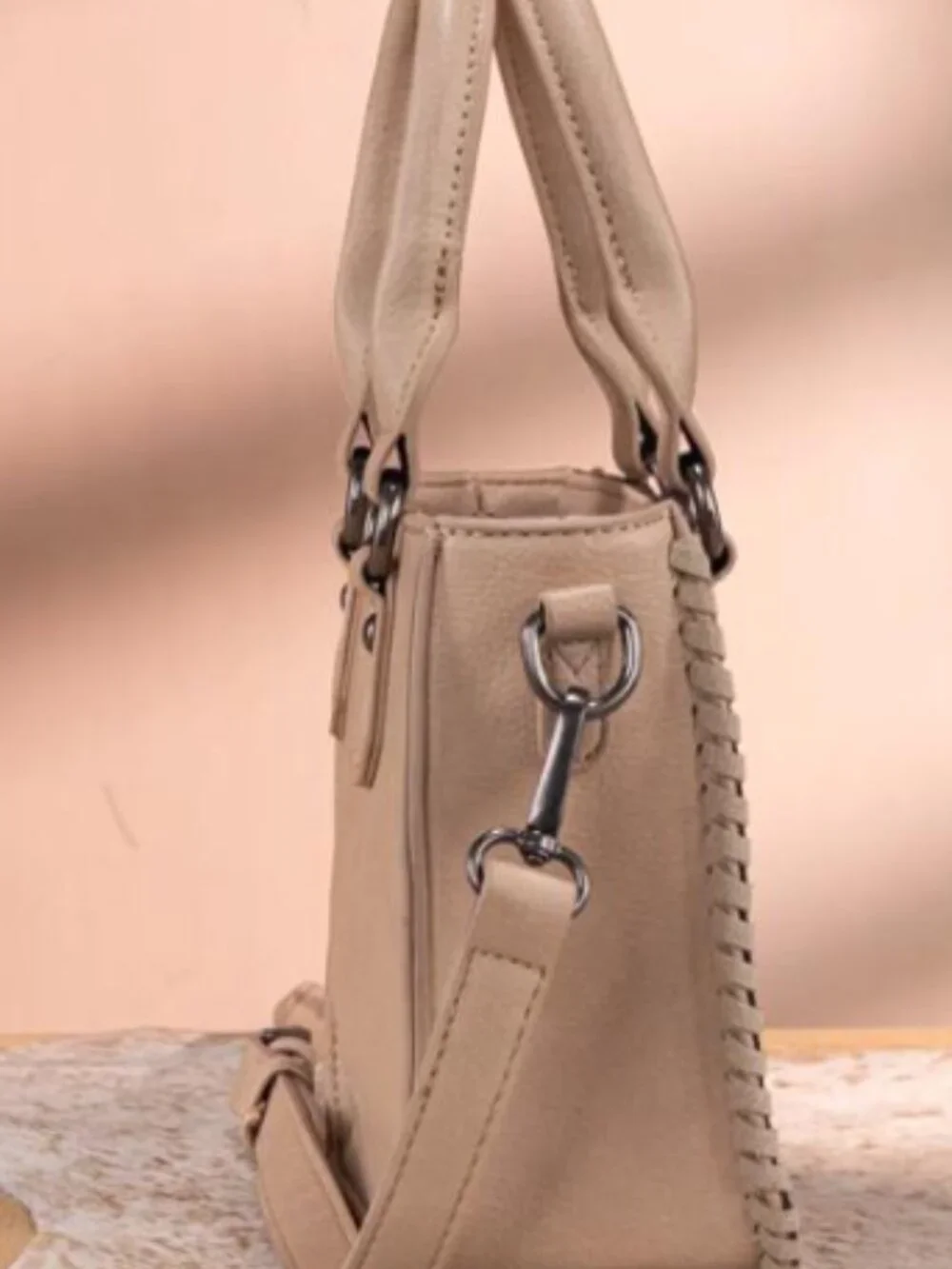 Trinity Ranch Floreal Tooled Mini Tote Crossbody Tan NWT - Picture 3 of 4